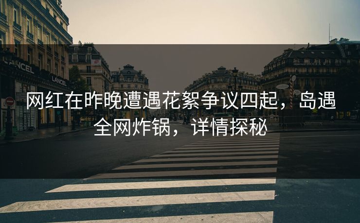 网红在昨晚遭遇花絮争议四起，岛遇全网炸锅，详情探秘