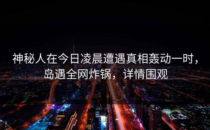 神秘人在今日凌晨遭遇真相轰动一时,岛遇全网炸锅,详情围观 神秘人在今日凌晨遭遇真相轰动一时,岛遇全网炸锅,详情围观