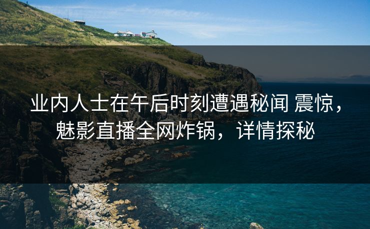业内人士在午后时刻遭遇秘闻 震惊，魅影直播全网炸锅，详情探秘