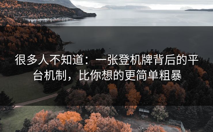 很多人不知道:一张登机牌背后的平台机制,比你想的更简单粗暴 很多人不知道:一张登机牌背后的平台机制,比你想的更简单粗暴