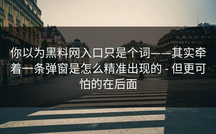 你以为黑料网入口只是个词——其实牵着一条弹窗是怎么精准出现的 - 但更可怕的在后面